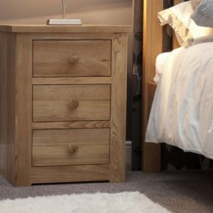 Torino Oak 3 Drawer Narrow Bedside Cabinet
