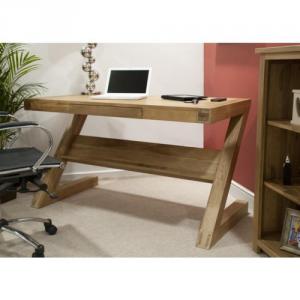 Opus Oak Z Desk with Drawer and Shelf
