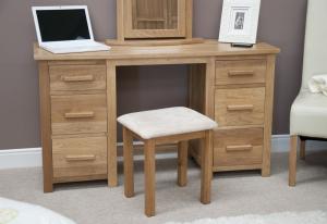 Opus Oak Twin Pedestal Dressing Table and Stool 